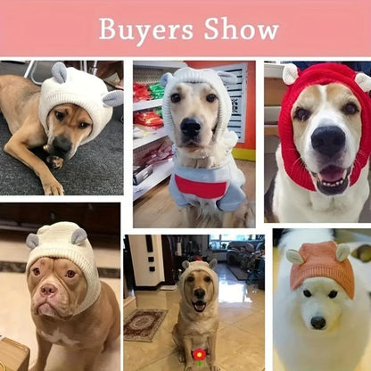 Noise Protection Dog Hat – Warm Knitted Quiet Ears Cap for Medium & Large Pets, Soft Winter Headwear for Dogs & Cats, Comfortable Anti-Noise Orange Hoodie Lady Baggy Cardigan Green Candlestick Easy Cut Wooden Peanut Chain Jacquard Design Free Standing Pu